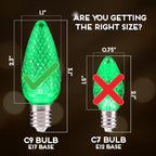 HLO Lighting Set of 25 Green C9 Faceted LED Christmas Light Bulbs for Indoor & Outdoor Use | Durable Replacement Bulb