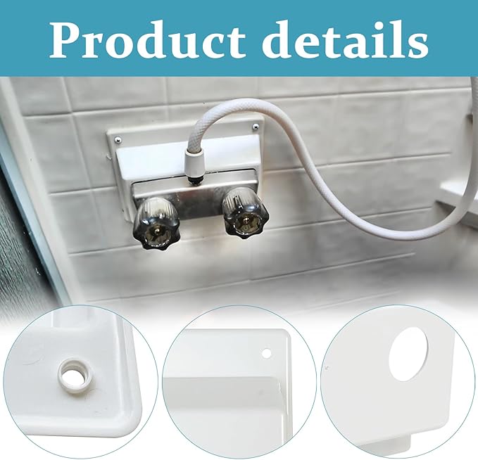 White Duo Faucet Mount KIT Faucet Bezel Stand Off Faucet Cover