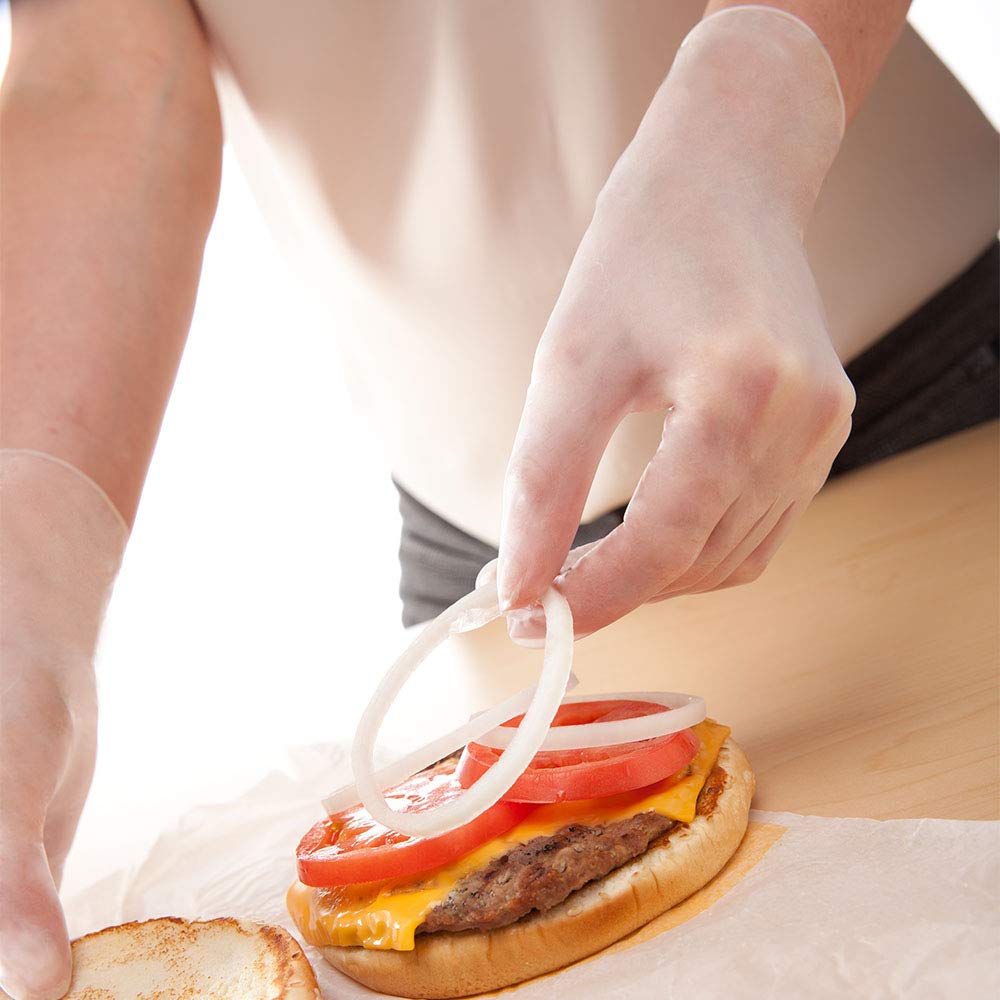 TRONEX 8973 Vinyl Disposable Gloves, Latex-Free, Powder-Free, Food Service, Catering, Natural, Large, Case of 1000