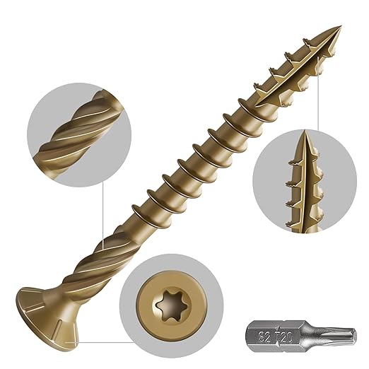#8 * 2" Deck Screws, (2336pcs) 15 lbs.Exterior Wood Screws, Rust Resistant epoxy Coated, Bronze, T20 Star Bit