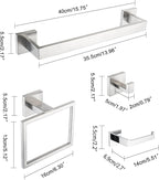 4-Piece Bathroom Hardware Set, Towel Rack Towel Holder Toilet Paper Holder Towel Hooks Towel Bar Set Stainless Steel Towel Rack Accessories Set Wall Mounted, Brushed Nickel 16 Inch