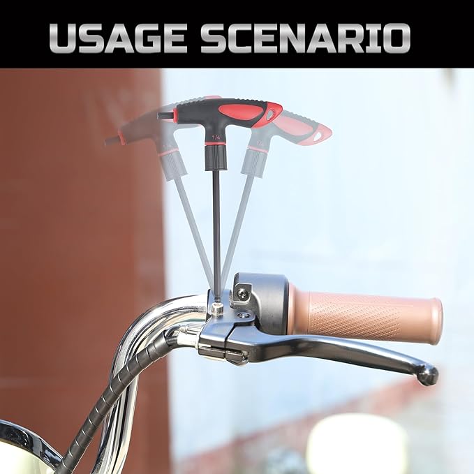 Lichamp 16 Pieces SAE and Metric T Handle Allen Wrench Set, 5/64-3/8 inch, 2-10mm, Ball Head, Standard Long Tee Handle Allen Hex Key Set, Heavy Duty Excellent