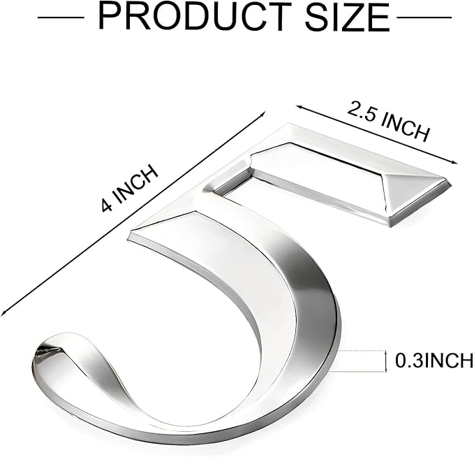 Jetec 10 Pcs House Numbers 3D Door Mailbox Numbers 0-9 Self Adhesive House Door Street Address Stickers for, Apartment, Office, Hotel Room, Mailbox Signs(4 x 2.5 Inches,Silver)