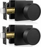 Haidms Black Passage Door Knobs Interior, Heavy Duty Round No Key Matte Black Closet Door Knobs for Hall Closet, Passage Doorknobs Hallway (2 Pack)