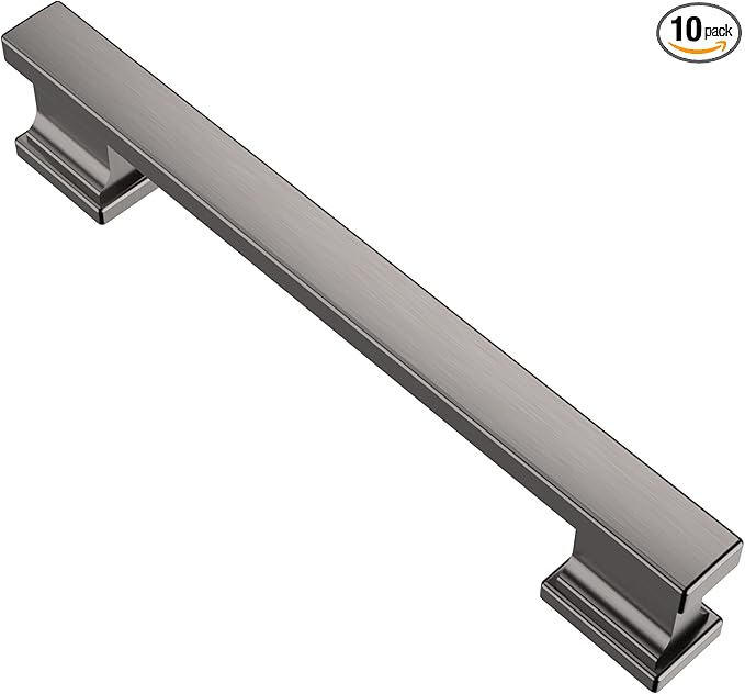 Alzassbg 10 Pack Brushed Black Nickel Cabinet Pulls, 5 Inch(128mm) Hole Centers Kitchen Cabinet Handles for Cabinets and Drawers AL3061BBN