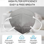 50PCS KN95 Face Mask 5 Layer Cup Dust Safety Masks Breathable Elastic Ear Loops Grey Masks
