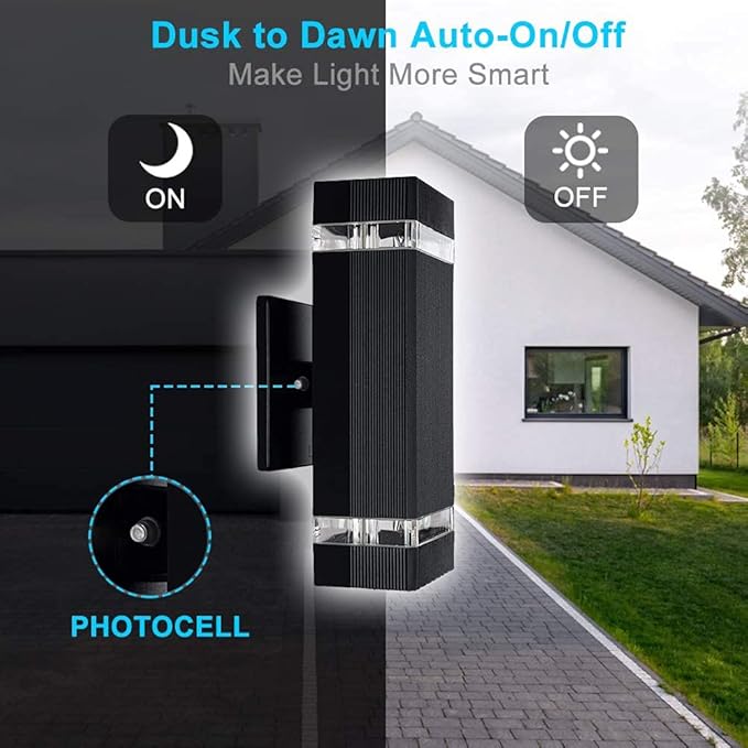 Modern LED Outdoor Wall Lights, Dusk to Dawn Outdoor Lighting Fixtures Wall Mount - ETL Listed,Aluminum Waterproof Front Door Lights 5000k - Up Down Light Fixture for Porch, Patio