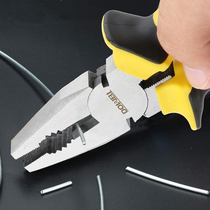 DOWELL Lineman's Pliers with Wire Cutter - 7 Inch Nickel Chromium Steel Construction Professional Handle