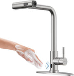 APPASO Touchless Kitchen Faucet with Pull Down Sprayer, Waterfall Motion Sensor Kitchen Sink Faucet Touchless, Brushed Nickel Stainless Steel Single Handle Hands-Free Sink Faucet