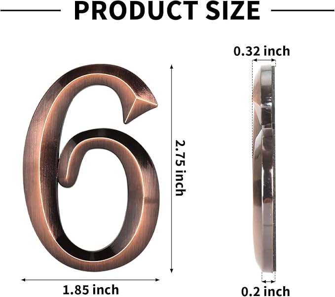 10Pcs Mailbox Numbers for outside 0-9, 2.75 inch 3D Self Adhesive Street Address House Door Numbers Signs for Apartment,Office,Cars,Mailboxes (Bronze)