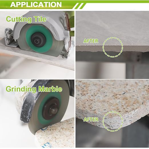 4-1/2" Diamond Tile Saw Blade - FACHLICH 115mm 2pcs Cutting Wheel for Cutting and Grinding Porcelain Ceramic Tile Marble Artificial Stone