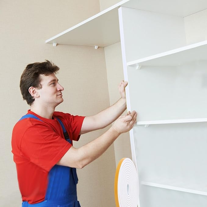 32Feet Weather Stripping Seal (1 Inch X 1/16 Inch) for Door Window, High Density Foam Tape, Soundproofing, Insulation Strip, Door Sealers for Door Frame- White