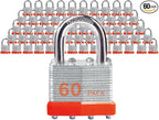 Keyed Alike Laminated Steel Padlocks with Normal Shackle for Sheds, Fences & Lockers (60-Pack)