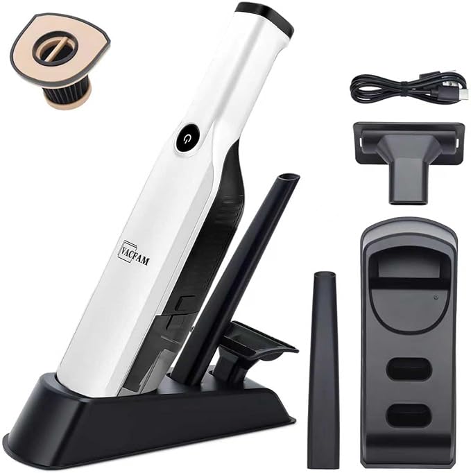 Handheld Vacuum Cordless,15KPA High Power Suction,USB Quick Charge,Car Vacuum Cleaner with Storage Dock,Lightweight Rechargeable Dust Buster with Crevice Tool Pet Brush Hand Vac for Home,White