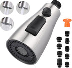 ARCORA Kitchen Faucet Spray Head Brushed Nickel, 3-Function Kitchen Sink Spray Nozzle with 9 Adapters, Kitchen Faucet Head Replacement Compatible with Moen, Delta, American Standard Faucets