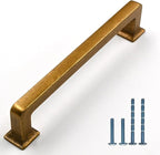 10 Pack 5"(128mm) Vintage Antique Brass Cabinet Pulls Kitchen Cabinet Handles Drawer Pulls Cupboard Hardware for Cabinets CK0078