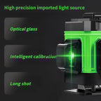 Laser Level, Laser Level 360 Self Leveling, 3x360° Green Cross Line for Construction and Picture Hanging, 3D 12 Lines Laser Level Self Leveling Tool with Rechargeable Battery