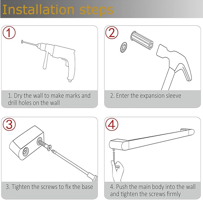 RANDOM 12 inch Matte Black Towel Bar Bathroom Hardware Accessories Modern Hand Towel Holder for Bathroom Kitchen SUS 304 Stainless Steel Towel Rack Contemporary Style Wall-Mounted.96026-2-12MB