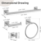 5 Pieces Bathroom Hardware Set, Brushed Nickel Towel Bar Set Includes 23.6” Towel Bar, Towel Ring Holder, Toilet Paper Holder and Two Towel Hooks, Bathroom Accessories Set SUS304 Wall Mounted