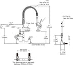 Commercial Faucet with Sprayer 21" Height 8" Center Wall Mount Kitchen Sink Faucet Brass Constructed Polished Chrome Pre-Rinse Device with Spring and 8" Add-on Spout