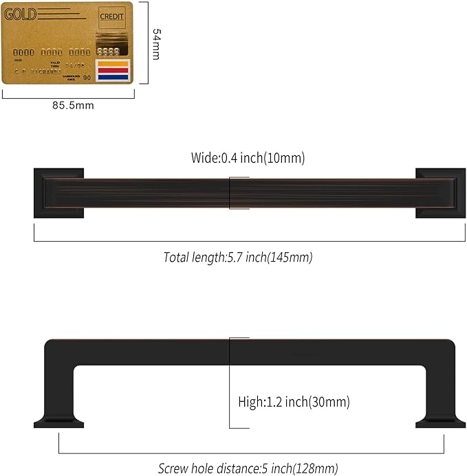 10 Pack 5"(128mm) Oil Rubbed Bronze Cabinet Pulls Kitchen Cabinet Handles Drawer Pulls Cupboard Hardware for Cabinets CK0078