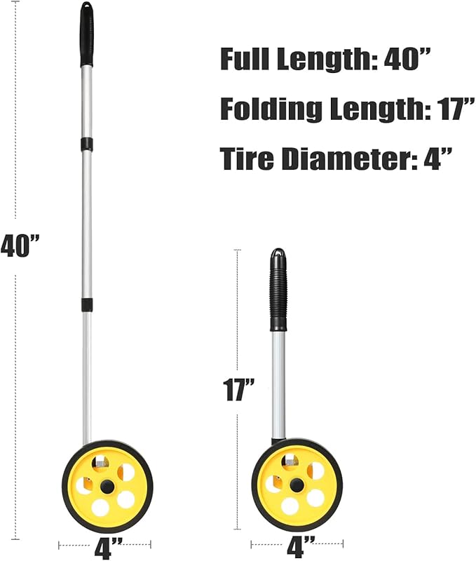 Zozen Measuring Wheel in Feet and Inches, Scalable Length 40in, 4-inch Measure Wheel, Walking Measurement Up To 10,000Ft / Mechanical/One Key to Reset, Include Carrying Bag.