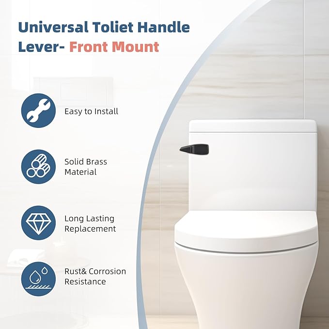 iFealClear 2 Pack Universal Toilet Handle Lever Flush Replacement, Front Mount Toilet Trip Lever Compatible with American Standard, Stainless Steel Flapper Chain, Solid Brass, Oil Rubbed Bronze