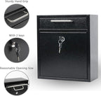 KYODOLED Steel Key Lock Mail Boxes for Outside, Locking Wall Mount Mailbox, Security Key Drop Box,12H x 10.51L x 4.68W Inches, Black Large