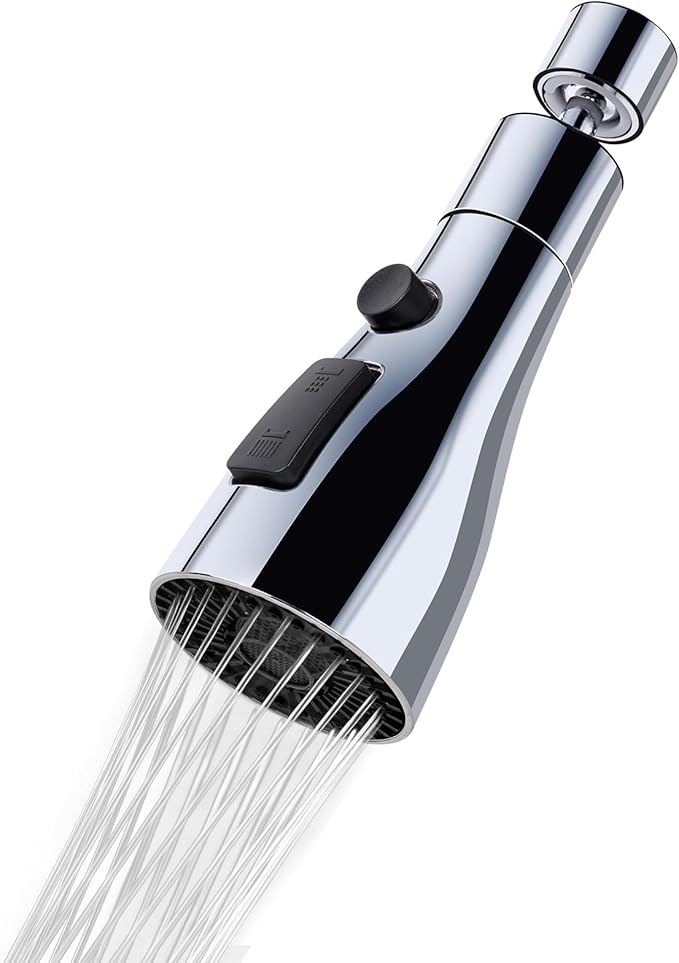 Replacement parts for taps Large angle 360 degree swivel Splash guard extensions For normal taps 3 patterns of splash guard sprayers (Silvery)