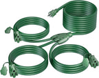 K KASONIC - 40 FT Halloween Lights Outdoor Extension Cord 1 to 3 Splitter, 3 Prong Outlets Plugs, 16AWG/3C SJTW Weatherproof Wire for Holiday Decoration Light, ETL Listed, Green
