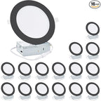 16 Pack 4 Inch LED Recessed Light, Dimmable, 12W, 120V,2700K-5000K Daylight, 750LM High Brightness,Ultra-Thin Canless Wafer Ceiling Light, ETL FCC