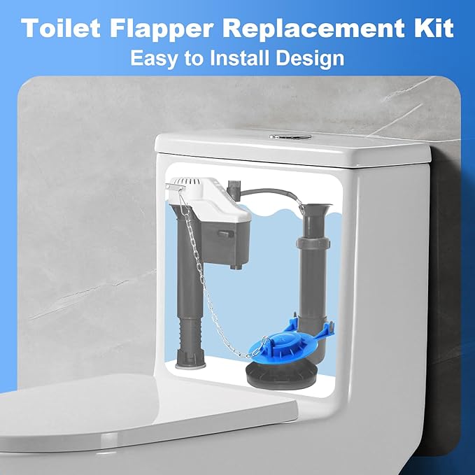 Weslymoo 2 Pack Toilet Flapper Replacement Kit，2 Inch Flapper for Toilet Tank with 4 Long Stainless Chains Compatible with Most Toilets Toilet Stopper，Long Lasting Rubber Easy to Install