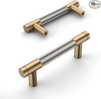 Amerdeco 10 Pack Champagne Bronze and Brushed Nickel Knurled Cabinet Pulls 3 Inch Hole Center to Hole Center Kitchen Cabinet Handles for Drawer Dresser, Cupboard and Wardrobe ZH0040