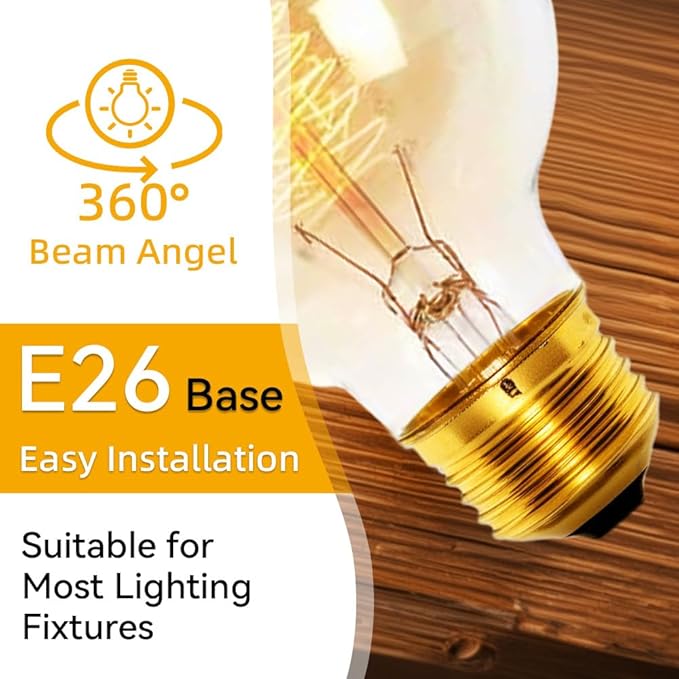 Jslinter Incandescent Light Bulbs 60 Watt Dimmable Bulbs 4 Pack, 2200K G80 Soft Light Bulbs Warm Light, 110v E26 Eecorative Light Bulb, Vintage 230LM Edison Bulb for Bedrooms, Living Rooms