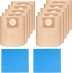 Pack 12(10+2) 19-3100 Vacuum Bags for Stanley Shop Vac 5-6 Gallon Wet/Dry Vacuums Disposable Dust Bags Reusable Filter 19-1500 Combo