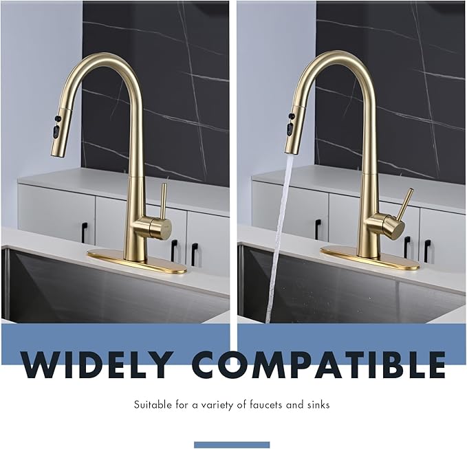 Faucet Cover Plate, Stainless Steel Deck Plate for Kitchen Sink Faucet Single Hole or Bathroom Faucet 1-3 Hole Faucet Hole Cover Round 10 Inch (Chrome Gold)