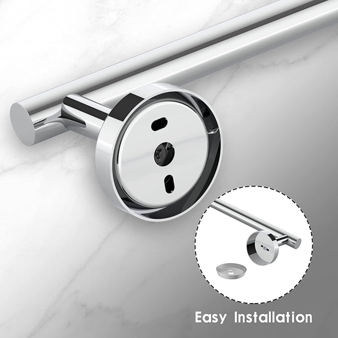 10-Pieces Bathroom Hardware Set, Includes 24 Inch Towel Racks for Bathroom Wall Mounted, Toilet Paper Holder, Towel Hooks for Bathrooms, Towel Rings for Bathroom Wall (Polished Chrome)