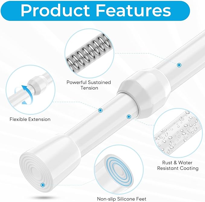 2 Pack Window Security Bars 15.7"-27.5" Adjustable Sliding Glass Door Lock Bars Window Stopper Safety Stick Lock Bars with Rubber Tips for Home, 2.2 cm in Diameter