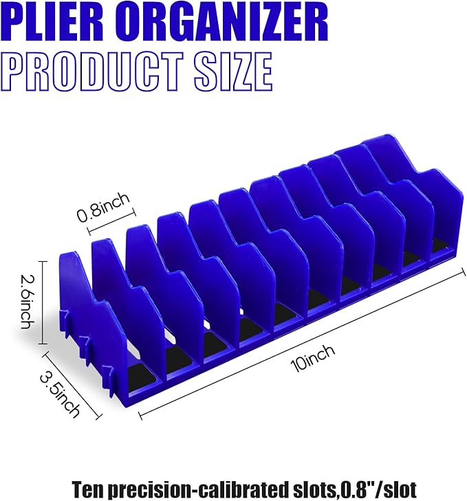 Plier Orgainzer, 2 Pack Pliers Orgainzer Rack, 20 Slots Extendable Screwdriver Organizer with Non-Slip Rubber Base, Fits 3" H, Toolbox Organizer for Pliers, Wrenches, Screwdrivers,Blue