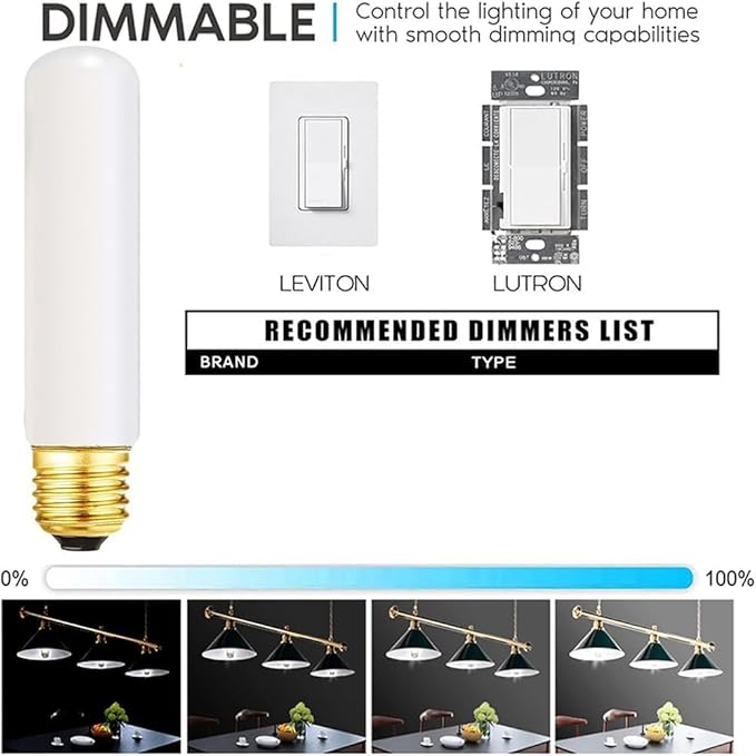 SCOMX 25 Watt T10 Frost Tubular Incandescent Light Bulb, Showcase Lamp, 2700K Soft White, E26 Medium Base, 280 Lumens, 120V (4)