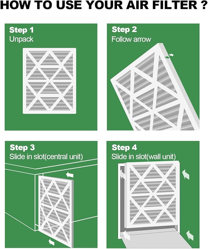 20x30x1 Air Filter 6 Pack, Durable MERV 8 Pleated Home HVAC AC Furnace Filters, Lightweight Compact Air Conditioner Filter Replacement