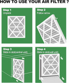 20x30x1 Air Filter 6 Pack, Durable MERV 8 Pleated Home HVAC AC Furnace Filters, Lightweight Compact Air Conditioner Filter Replacement