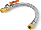 1-Pack HeSun 15-Inch Push-Fit Ball Valve Water Heater Connector, Push-to-Connect 1/2" x 3/4" FIP, Stainless Steel Flexible Heater Hose(HOSE036)