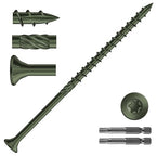 #10 x 4 Inch Deck Screws (515Pcs) 10lb. Carbon Steel, Green, Flat Head, Rust Resistant epoxy Coated, with T25 Star Bit