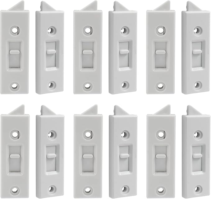 Window Latch Locks Replacement Window Parts and Hardware, Plastic Spring Loaded Sliding Window Tilt Latch for Home Window Accessories, Pack of 12 (White)
