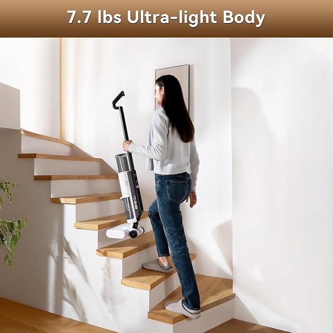 JONR ED12 Lite Wet Dry Vacuum Cleaner Cordless, Vacuum Cleaner with Self-Washing, 1 mm Edge Cleaning, Anti-Tangle System, Lightweight Floor Cleaner for Hard Floors, Pet Hair