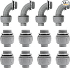 1-1/4 inch PVC Flexible Conduit Connector UL Listed Conduit Connector Fittings 12 Pack (8 Pcs 180D/4 Pcs 90D)