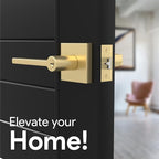 Mega Handles - Prime Entrance Handle, Entry Lever Door Handle, Heavy Duty Square Locking Lever Set for Left or Right-Handed Doors, Interior/Exterior Door Levers - Satin Brass