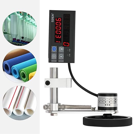 Digital Length Meter Counter Rolling Wheel, 0-999999m Electronic Measure Tool w/Encoder, 110V Mechanical Length Counter Length Measuring Accuracy Display Single Measure Wheel Unit in Feet Meter