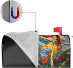 Stained Glass Dragonfly Mailbox Covers Magnetic Fall Mail Box Post Wrap Standard Size 18 X 21 Floral Spring Summer Mailing Boxes Seasonal Decorations for Autumn Thanksgiving Decor